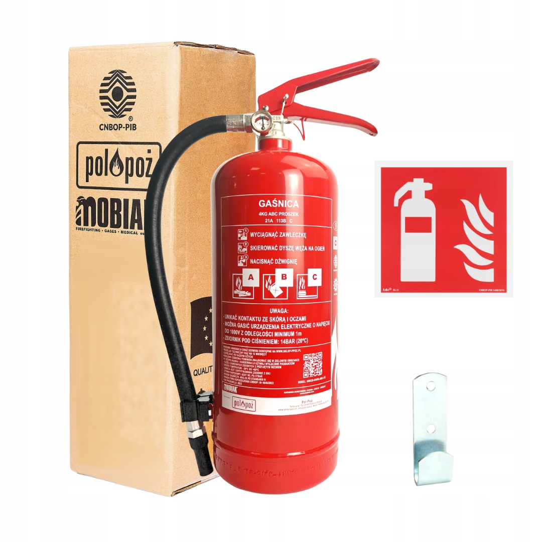 SET Práškový hasiaci prístroj 4kg + vešiak + sign